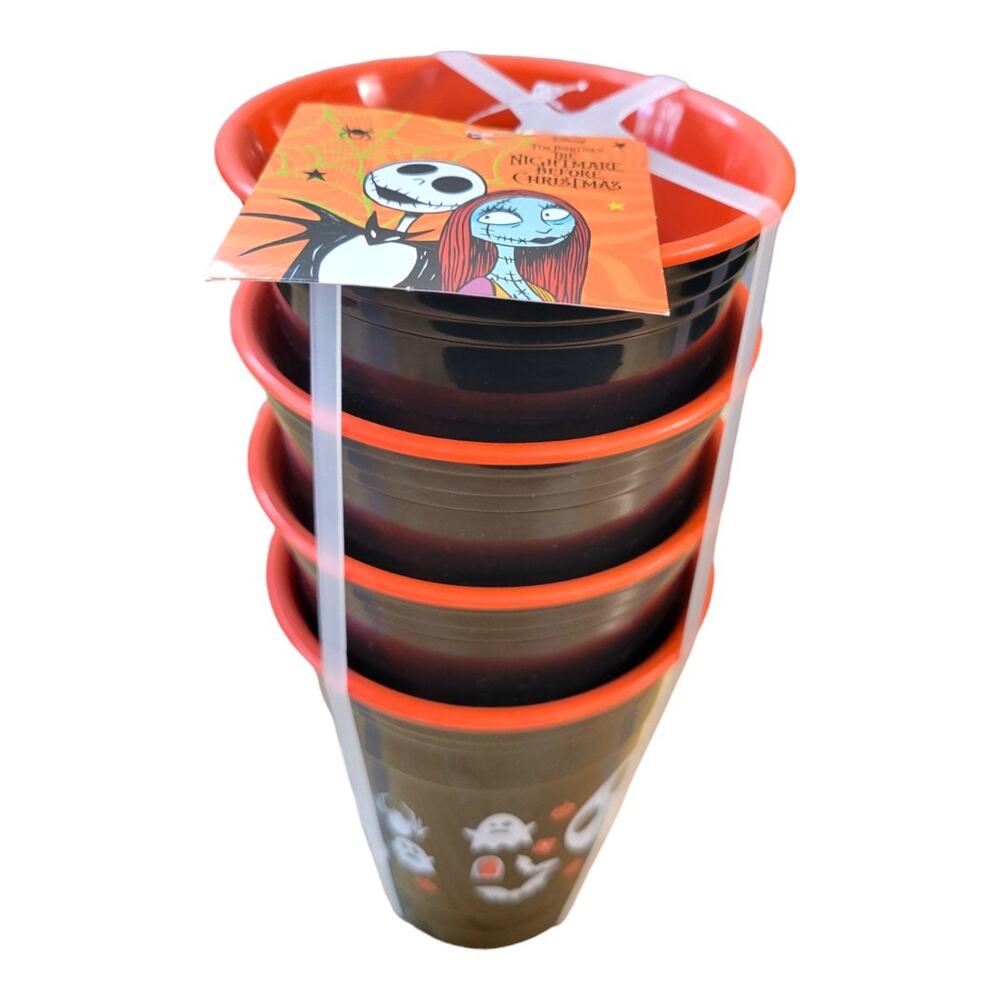 NEW Disney Nightmare Before Christmas Jack & Sally 17 oz Tumblers Set of 4